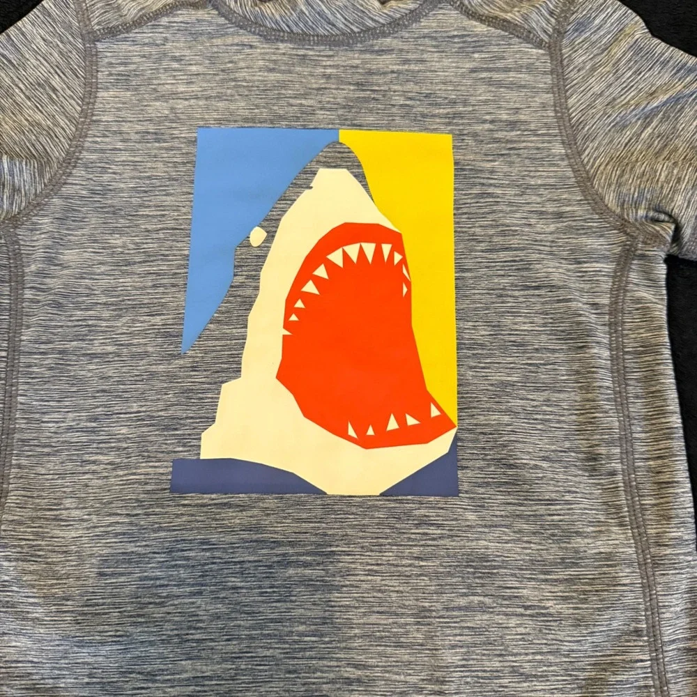 Hanna Andersson Boys Blue Space Dye Shark Graphic Rash Guard Swim‎ Shirt 3T